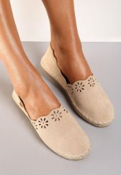 Beżowe Espadryle Mooch. Brązowe espadryle Renee, z aplikacjami, bez obcasa, na płaskiej podeszwie. W wyprzedaży za 50.99 zł.