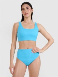 4F Góra od bikini damska - turkusowa M. Niebieskie bikini 4f, bez wzorów, z elastanu, eleganckie. W wyprzedaży za 59.99 zł.