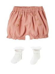 Vertbaudet 2-częściowy zestaw w kolorze różowo-białym rozmiar: 80. Białe szorty vertbaudet, bez wzorów. Za 43.99 zł.