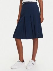 Tommy Hilfiger Spódnica plisowana WW0WW46796 Granatowy Regular Fit. Niebieskie spódnice Tommy Hilfiger, bez wzorów, z syntetyku, plisowane. Za 399.99 zł.