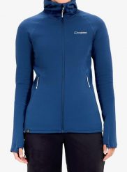 Bluza rozpinana damska Berghaus Kinetic Powerstretch Hoody Af. Niebieskie bluzy z kapturem Berghaus, s, bez wzorów, z dzianiny, bez kaptura, trekkingowe. Za 659.99 zł.
