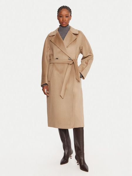 Weekend Max Mara Płaszcz wełniany Resina 2525016102 Beżowy Regular Fit. Brązowe płaszcze Weekend Max Mara, na zimę, bez wzorów, z wełny, bez kaptura. Za 3,299.00 zł.