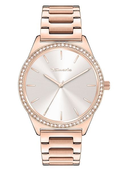 Tamaris Zegarek kwarcowy w kolorze srebrno-różowozłotym rozmiar: onesize. Czerwone, analogowe zegarki Tamaris, ze stali. Za 173.99 zł.