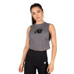 Top damski z opadającymi rękawami Gorilla Wear Addison. Szare topy GORILLA WEAR, bez wzorów, sportowe, bez kołnierzyka, bez ramiączek. Za 152.00 zł.