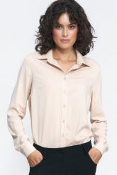 Luźna Koszula z Wiskozy - Beżowa. Brązowe koszule Nife, xl, bez wzorów, z materiału, bez kołnierzyka, bez ramiączek. Za 209.90 zł.