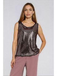 Nife Top w kolorze czarno-brązowym rozmiar: 38. Brązowe topy Nife, bez wzorów, bez kołnierzyka, bez ramiączek. Za 189.74 zł.