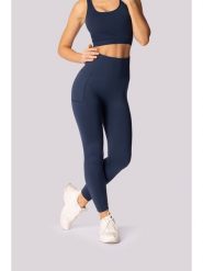 Spaio Legginsy sportowe "Base" w kolorze granatowym rozmiar: M/L. Niebieskie legginsy Spaio, bez wzorów, z materiału, sportowe. Za 130.99 zł.