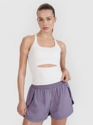 4F Top treningowy slim szybkoschnący damski 4F x Anna Lewandowska - biały L. Białe topy sportowe 4f, l, bez wzorów, z dzianiny, na fitness i siłownię. Za 99.99 zł.