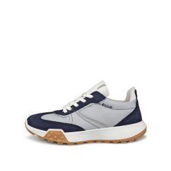 Damskie buty sportowe z niską cholewką Ecco Retro. Niebieskie buty treningowe ECCO, bez wzorów, z materiału, przed kostkę, bez zapięcia. Za 492.00 zł.