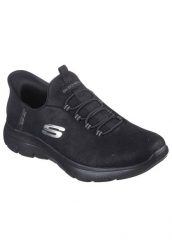 Buty do chodzenia damskie Skechers Bbk Summit. Czarne buty do biegania Skechers, bez wzorów, z materiału, bez zapięcia, do biegania. Za 342.99 zł.