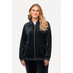 Damskie Aksamitna bluza z tulipanem kaptur skrzace detale. Czarne bluzy z kapturem Ulla Popken, plus size, bez wzorów, z elastanu, bez kaptura, na fitness i siłownię. Za 294.99 zł.