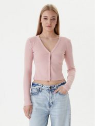 Guess Kardigan V6RP06 K8RT2 Różowy Regular Fit. Czerwone swetry Guess, s, z aplikacjami, z wiskozy, bez ramiączek. Za 269.99 zł.