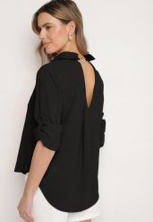Czarna Koszula z Regulacją przy Rękawach Adevere. Czarne koszule Born2be, l, bez wzorów, z jeansu, eleganckie, bez kołnierzyka, bez ramiączek. W wyprzedaży za 50.99 zł.