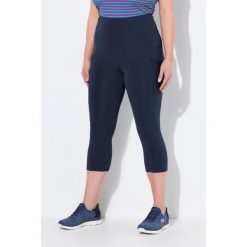 Damskie Legginsy 3/4 długość do łydek wysoki stan szybkoschnący materiał. Niebieskie legginsy Ulla Popken, bez wzorów, z elastanu. Za 244.99 zł.