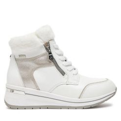 Botki Caprice. Białe botki Caprice, bez wzorów, bez obcasa, na koturnie, bez zapięcia. Za 269.99 zł.