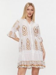 Iconique Sukienka letnia Rachel IC24-021 Biały Regular Fit. Białe sukienki Iconique, l, bez wzorów, z bawełny, bez kołnierzyka, bez ramiączek. Za 249.99 zł.