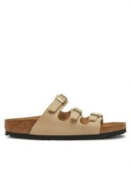 Birkenstock Klapki Florida 1029265 Écru. Klapki Birkenstock, bez wzorów, ze skóry, bez obcasa, bez zapięcia. Za 429.99 zł.