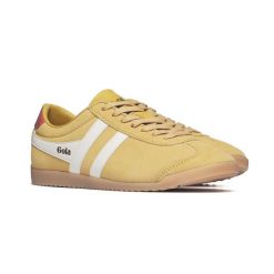 Damskie buty sportowe Gola Women's Bullet Suede Trainer CLA153YW. Żółte buty treningowe Gola, bez wzorów, z gumy, bez zapięcia, trekkingowe. Za 458.91 zł.