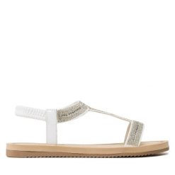 Sandały Clara Barson. Białe sandały Clara Barson, bez wzorów, bez obcasa, na płaskiej podeszwie, bez zapięcia. Za 99.99 zł.