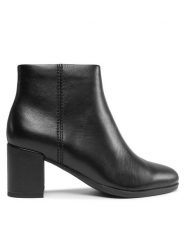 Clarks Botki Freva55 Zip 261747974 Czarny. Czarne botki Clarks, bez wzorów, ze skóry, bez obcasa, na słupku, bez zapięcia. Za 299.99 zł.