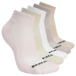 Skarpetki sportowe dla dorosłych 5pk Unisex 1/2 Terry Qtr Crew. Czerwone skarpetki Skechers, bez wzorów, z materiału. Za 59.99 zł.