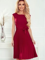 Sukienka Model Lila 311-11 Bordo - Numoco. Czerwone sukienki NUMOCO, l, bez wzorów, z elastanu, bez kołnierzyka, plus size, bez ramiączek, mini, rozkloszowane. Za 356.58 zł.