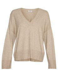MOSS COPENHAGEN Sweter "Selana Rachelle" w kolorze beżowym rozmiar: M/L. Brązowe swetry Moss Copenhagen, l, bez wzorów, z wiskozy, bez ramiączek. Za 127.65 zł.