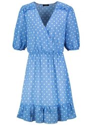 Sublevel Sukienka w kolorze błękitnym rozmiar: M/L. Niebieskie sukienki Sublevel, l, bez wzorów, bez kołnierzyka, bez ramiączek, mini, kopertowe. Za 69.42 zł.