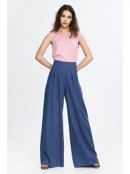 Nife Spodnie w kolorze niebieskim rozmiar: 40. Niebieskie spodnie materiałowe Nife, bez wzorów, z materiału, z podwyższonym stanem. Za 170.07 zł.