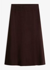 Rozkloszowana spódnica z dzianiny. Brązowe spódnice bonprix, bez wzorów, z dzianiny, eleganckie, rozkloszowane. Za 132.99 zł.