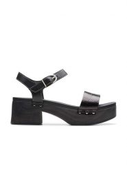Clarks Skórzane sandały "Sivanne Bay" w kolorze czarnym na obcasie rozmiar: 40. Czarne sandały Clarks, bez wzorów, z otwartym noskiem, bez obcasa, na koturnie, bez zapięcia. Za 203.99 zł.