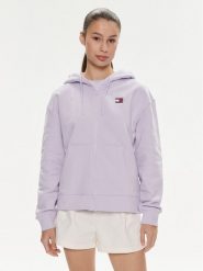 Tommy Jeans Bluza Badge DW0DW17955 Fioletowy Relaxed Fit. Fioletowe bluzy Tommy Jeans, xs, bez wzorów, z bawełny, bez kaptura. Za 309.99 zł.