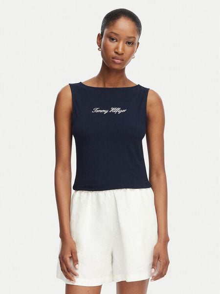 Tommy Hilfiger Top Classic WW0WW50947 Granatowy Regular Fit. Niebieskie topy Tommy Hilfiger, xl, bez wzorów, z bawełny, bez kołnierzyka, bez ramiączek. Za 169.99 zł.