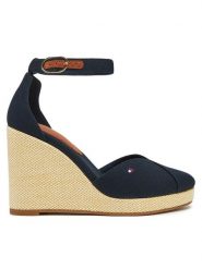 Tommy Hilfiger Półbuty Flag High Wedge Espad Closed Toe FW0FW08494 Granatowy. Niebieskie półbuty wsuwane Tommy Hilfiger, bez wzorów, z materiału, bez obcasa, na koturnie. Za 289.99 zł.