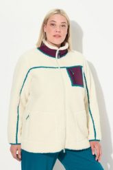 Damskie Kurtka z pluszowego polaru stójka 2-kierunkowy zamek błyskawiczny. Brązowe kurtki Ulla Popken, m, bez wzorów, z materiału, bez kaptura. Za 429.99 zł.