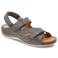 Szare Sandały Pollonus Wygodne Skórzane Buty Damskie. Szare sandały Pollonus, bez wzorów, ze skóry, eleganckie, bez obcasa, bez zapięcia. Za 179.00 zł.