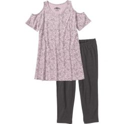 Piżama z legginsami 3/4 bonprix matowy jasnoróżowy - szary z nadrukiem. Piżamy marki bonprix. Za 32.99 zł.