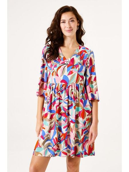 Garcia Sukienka w kolorze kremowym ze wzorem rozmiar: XS. Brązowe sukienki Garcia, xs, bez wzorów, bez kołnierzyka, bez ramiączek, mini. Za 122.38 zł.