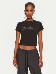 Juicy Couture T-Shirt Mon Amour JCSCT224407 Czarny Slim Fit. Czarne t-shirty Juicy Couture, m, bez wzorów, z bawełny, bez kołnierzyka, bez ramiączek. Za 89.99 zł.