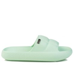 Klapki damskie sportowe Lee MAYA SLIDER WOMEN LOW. Zielone klapki Lee, bez wzorów, z materiału, sportowe, bez obcasa, bez zapięcia. Za 89.00 zł.