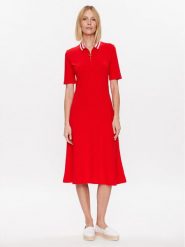 Tommy Hilfiger Sukienka codzienna WW0WW37841 Czerwony Regular Fit. Czerwone sukienki Tommy Hilfiger, na co dzień, s, bez wzorów, z bawełny, bez kołnierzyka, bez ramiączek, proste. Za 549.99 zł.