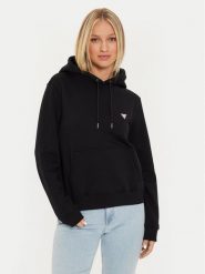 Guess Bluza W4YQ04 KC811 Czarny Classic Fit. Czarne bluzy Guess, xxl, z aplikacjami, z bawełny, bez kaptura. Za 249.99 zł.