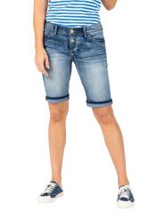 Timezone Szorty dżinsowe "Nali" - Slim fit - w kolorze niebieskim rozmiar: W29. Niebieskie szorty Timezone, z aplikacjami, klasyczne. Za 88.02 zł.
