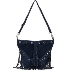 Worek skórzany VERA PELLE granatowy X39. Niebieskie torebki klasyczne bez wzorów, ze skóry, bez dodatków. Za 174.90 zł.