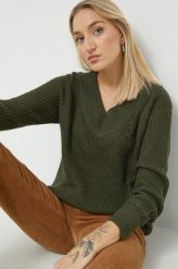 Only sweter damski kolor zielony. Zielone swetry ONLY, l, bez wzorów, z dzianiny, bez ramiączek. W wyprzedaży za 83.99 zł.
