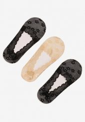 Beżowo-Czarne Koronkowe Skarpety o Kroju Baletek 3-Pack Liliona. Brązowe skarpetki Born2be, bez wzorów, z koronki. Za 9.99 zł.
