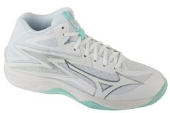 Buty do siatkówki damskie, Thunder Blade Z Mid. Białe buty treningowe Mizuno, bez wzorów, z materiału, bez zapięcia, do siatkówki. Za 379.99 zł.