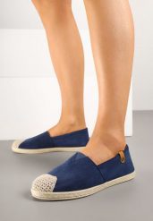 Granatowe Espadryle ze Zdobieniami z Plecionki i Elastyczną Wstawka Nelithae. Niebieskie espadryle Born2be, z aplikacjami, eleganckie, bez obcasa. W wyprzedaży za 42.49 zł.