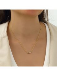 Miu Silver Pozłacany naszyjnik z cyrkoniami - dł. 42 cm rozmiar: onesize. Szare naszyjniki Miu Silver, z materiału, z cyrkonią, pozłacane. Za 69.99 zł.