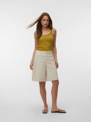 Vero Moda Top w kolorze oliwkowym rozmiar: S. Brązowe topy Vero Moda, s, bez wzorów, z bawełny, bez kołnierzyka, bez ramiączek. Za 57.60 zł.